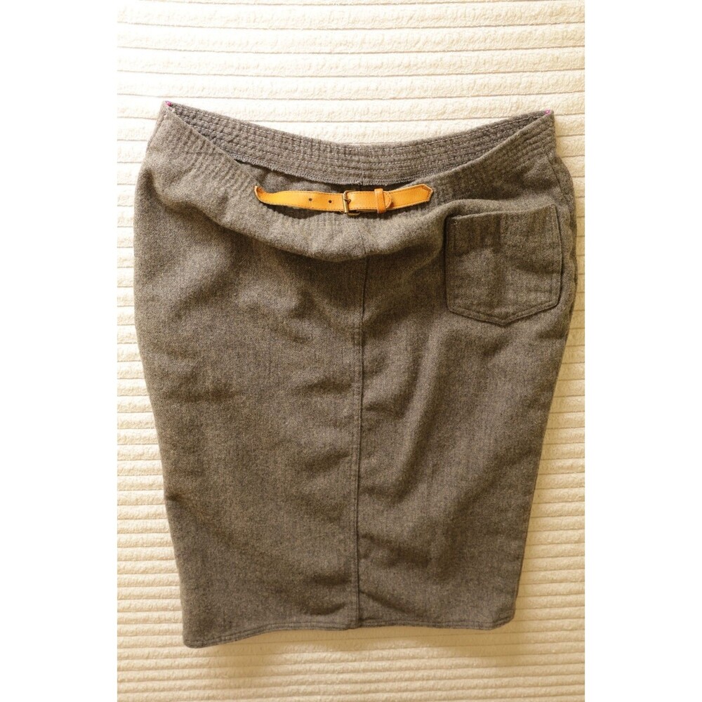 Vintage 70s Century Boston Wool Blend Skirt 10 Brown Leather Belted Pocket Boho